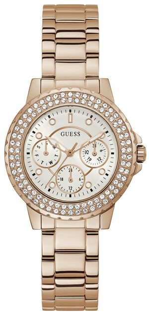  Shop Authentic Guess Crown Jewel Multifunction Diamonds White Dial Rose Gold Steel Strap Watch For Women - GW0410L3 - Luxxuri