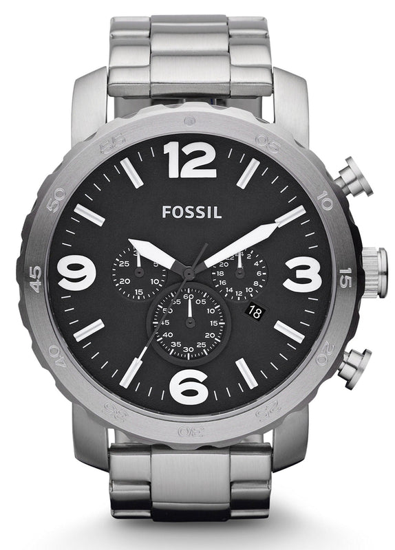  Shop Authentic Fossil Nate Chronograph Black Dial Silver Steel Strap Watch for Men - JR1353 - Luxxuri