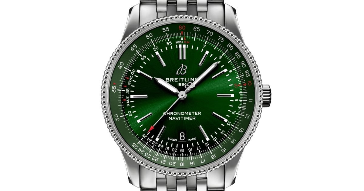  Shop Authentic Breitling Navitimer Automatic 41mm Green Dial Silver Steel Strap Watch for Men - A17326361L1A1 - Luxxuri