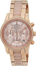 Michael Kors Ritz Chronograph Rose Gold Dial Two Tone Steel Strap Watch for Women - MK6307