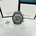  Shop Authentic Gucci G Timeless Chronograph Grey Dial Silver Steel Strap Watch For Men -  YA126238 - Luxxuri