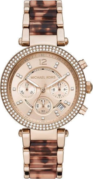  Shop Authentic Michael Kors Parker Chronograph Rose Gold Dial Two Tone Steel Strap Watch For Women - MK6832 - Luxxuri