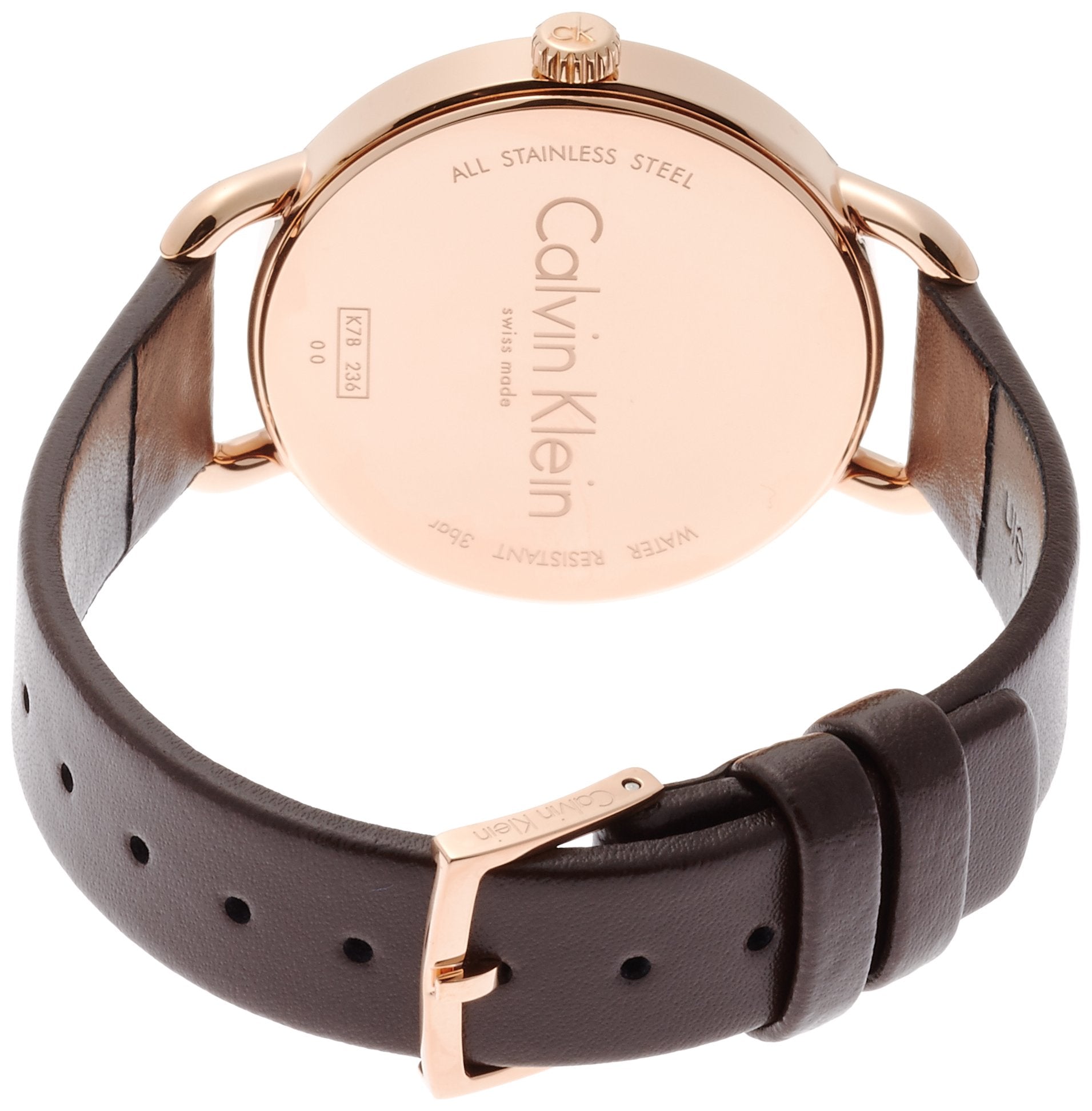  Shop Authentic Calvin Klein Even Grey Dial Brown Leather Strap Watch for Women - K7B236G3 - Luxxuri
