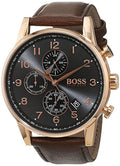  Shop Authentic Hugo Boss Navigator Grey Dial Brown Leather Strap Watch for Men - 1513496 - Luxxuri