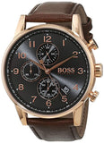  Shop Authentic Hugo Boss Navigator Grey Dial Brown Leather Strap Watch for Men - 1513496 - Luxxuri