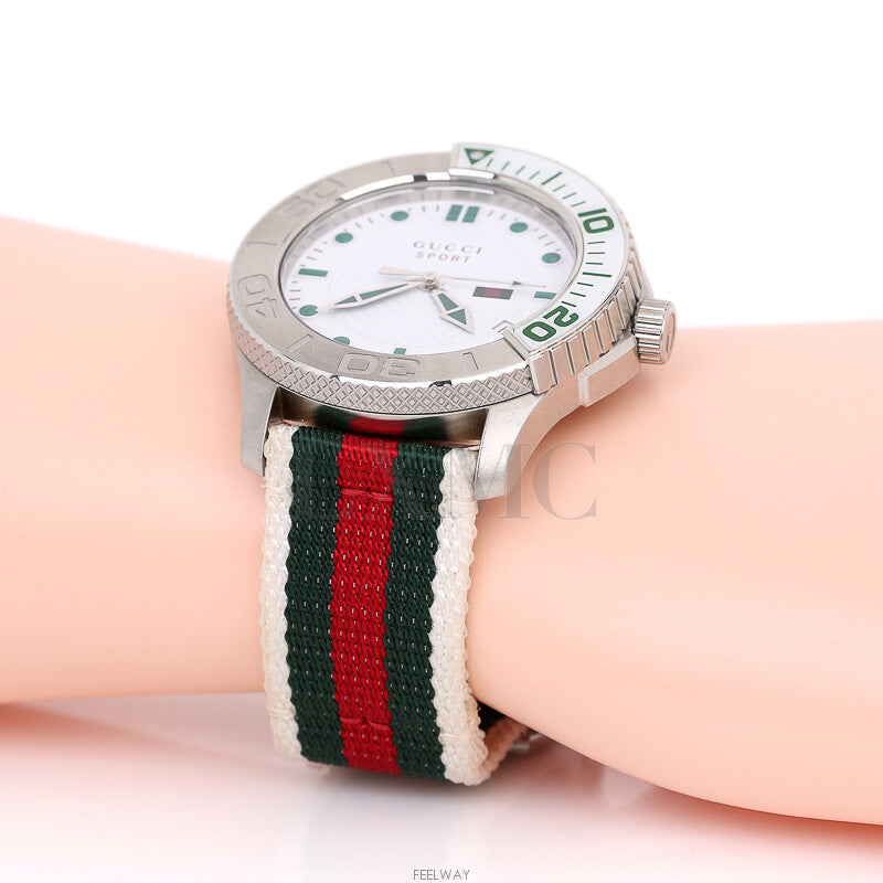  Shop Authentic Gucci G Timeless White Dial Two Tone Nylon Strap Watch For Men - YA126231 - Luxxuri