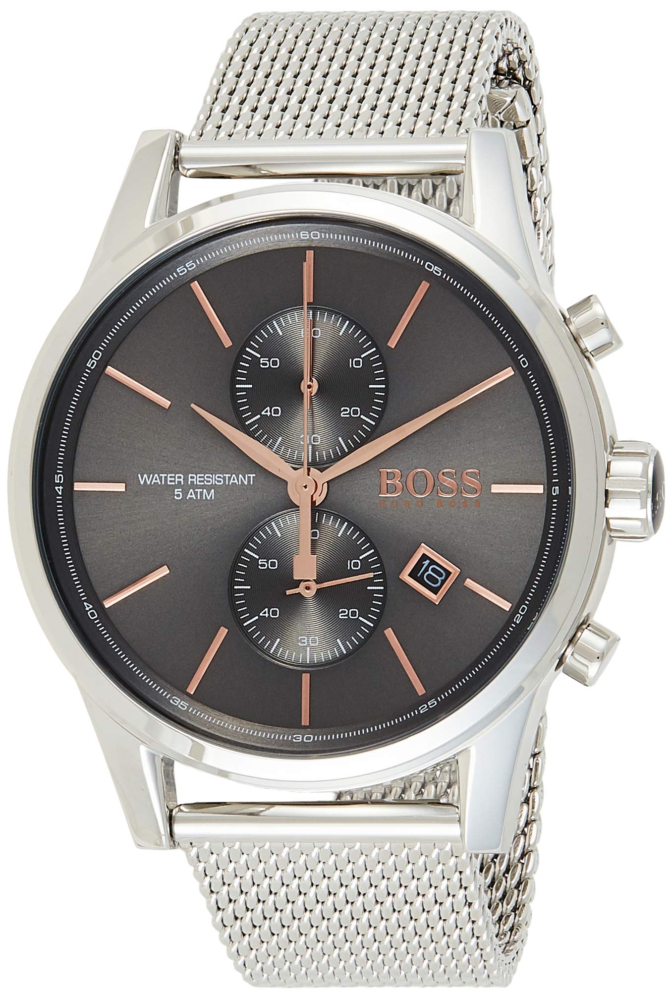 Shop Authentic Hugo Boss Jet Chronograph Grey Dial Silver Mesh Bracelet Watch for Men - 1513440 - Luxxuri