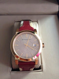  Shop Authentic Burberry Heritage Nova Gold Dial Haymarket Red Leather Strap Watch for Women - BU9111 - Luxxuri
