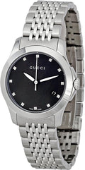  Shop Authentic Gucci G Timeless Diamonds Black Dial Silver Steel Strap Watch For Men - YA126405 - Luxxuri