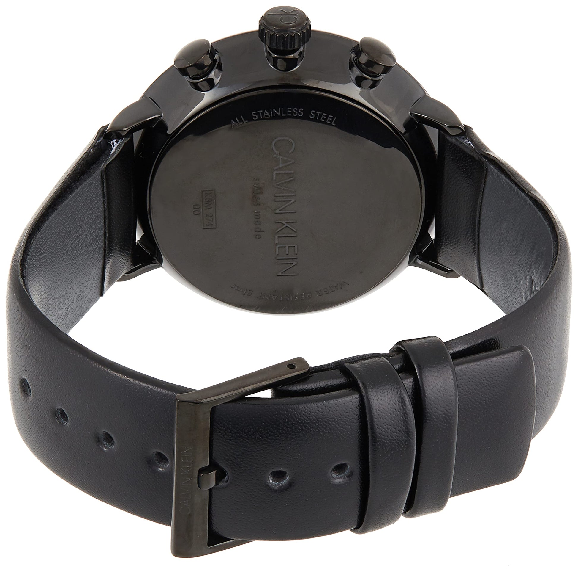  Shop Authentic Calvin Klein High Noon Black Dial Black Leather Strap Watch for Men - K8M274CB - Luxxuri