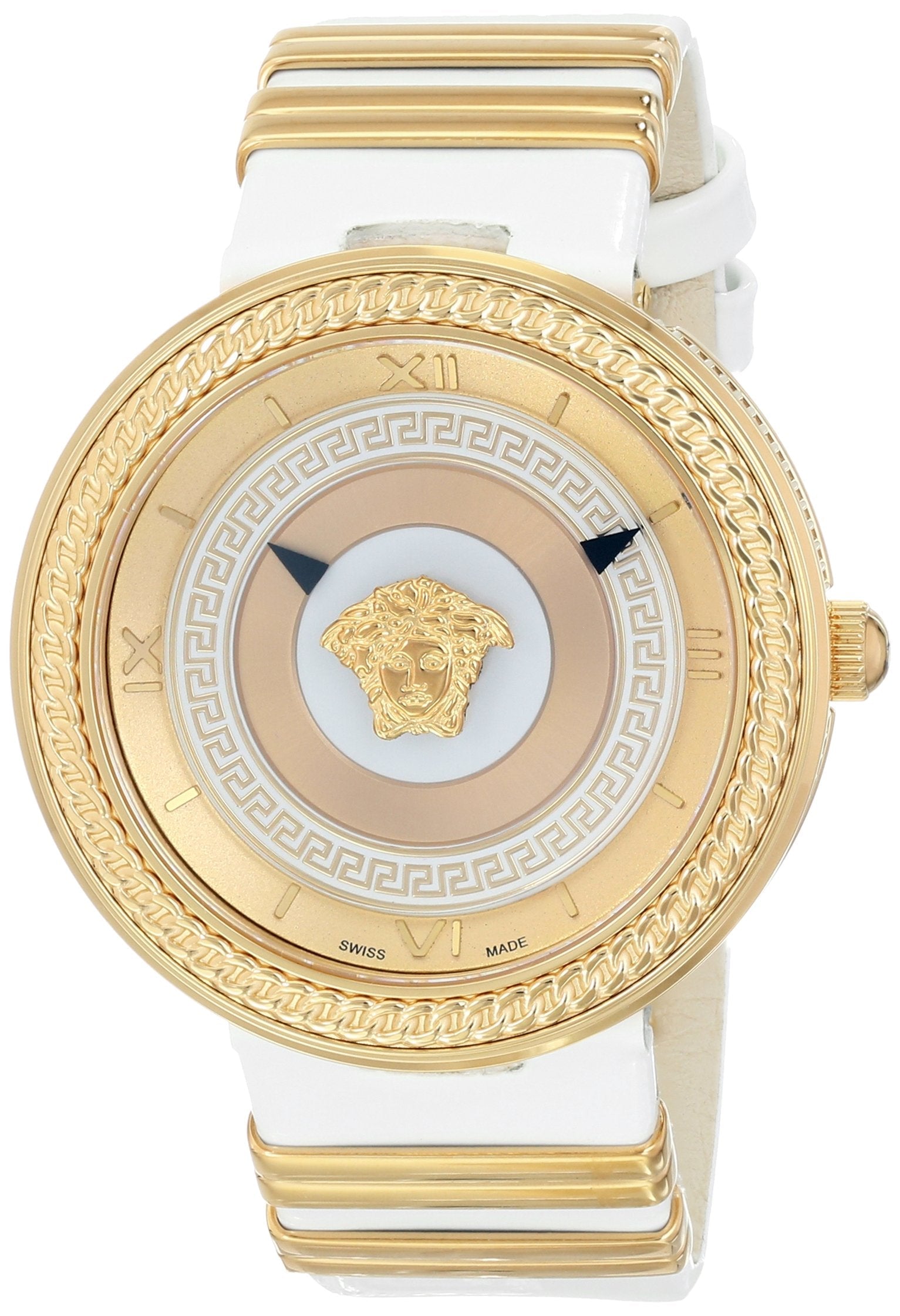  Shop Authentic Versace V Metal Icon Gold Dial White & Gold Strap Watch for Women - VLC040014 - Luxxuri