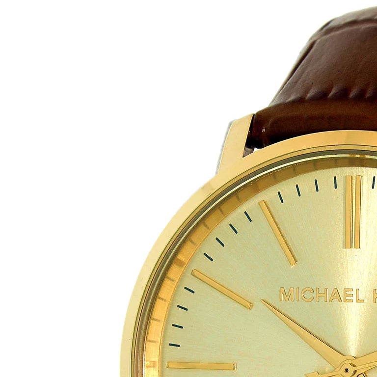  Shop Authentic Michael Kors Jaryn Quartz Gold Dial Brown Leather Strap Watch For Women - MK2496 - Luxxuri