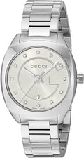  Shop Authentic Gucci G Frame Quartz Diamonds Silver Dial Silver Steel Strap Watch For Women - YA142504 - Luxxuri