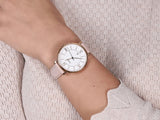  Shop Authentic Fossil Jacqueline White Dial Pink Leather Strap Watch for Women - ES3988 - Luxxuri