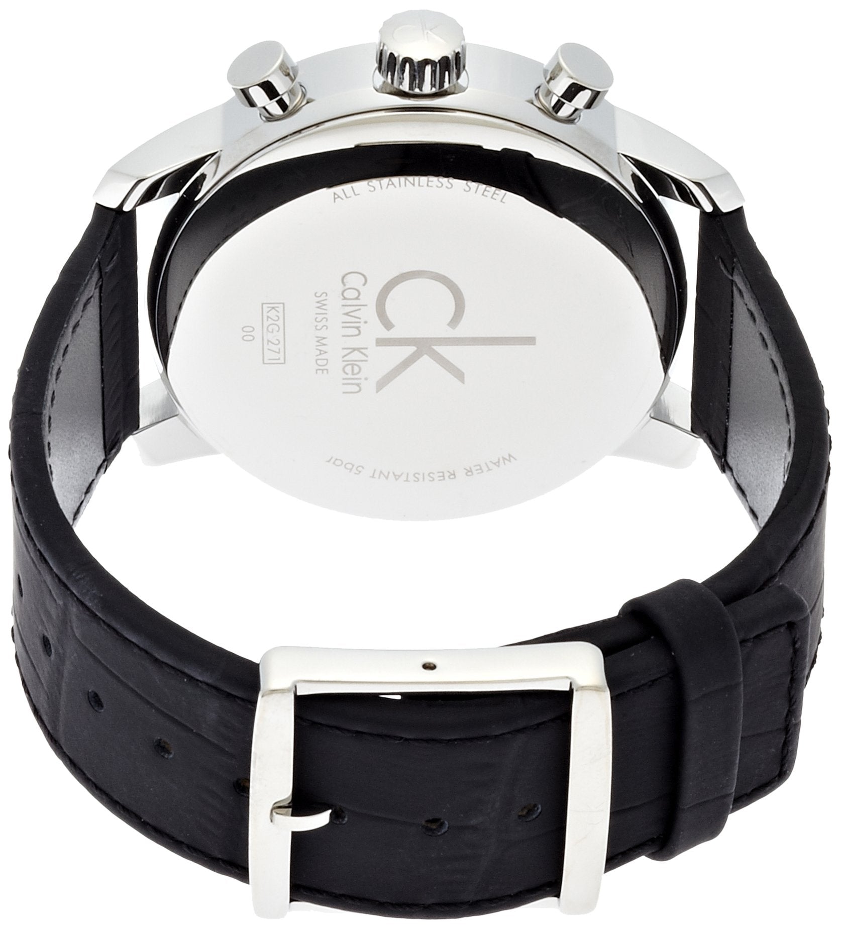  Shop Authentic Calvin Klein City Chronograph Black Dial Black Leather Strap Watch for Men - K2G271CX - Luxxuri