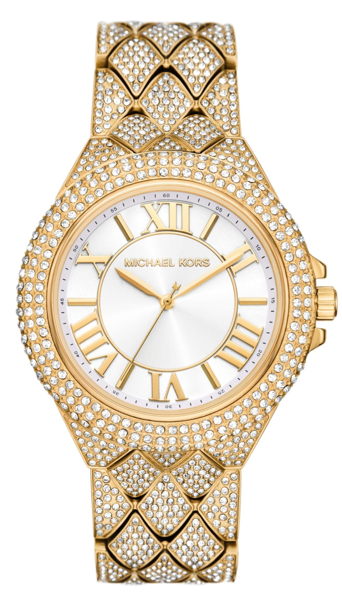  Shop Authentic Michael Kors Camille Three-Hand Crystals White Dial Gold Steel Strap Watch for Women - MK4800 - Luxxuri