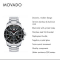  Shop Authentic Movado Series 800 Chronograph Black Dial Silver Steel Strap Watch For Men - 2600142 - Luxxuri
