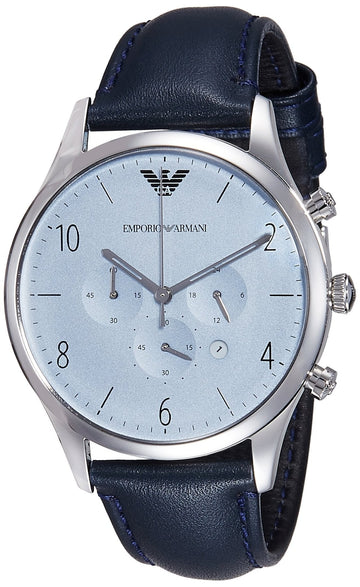  Shop Authentic Emporio Armani Chronograph Blue Dial Blue Leather Strap Watch For Men - AR1889 - Luxxuri