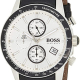  Shop Authentic Hugo Boss Rafale Chronograph Quartz Silver Dial Black Leather Strap Watch For Men - 1513403 - Luxxuri