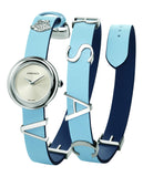  Shop Authentic Versace V Flare Silver Dial Blue Leather Strap Watch for Women - VEBN00118 - Luxxuri