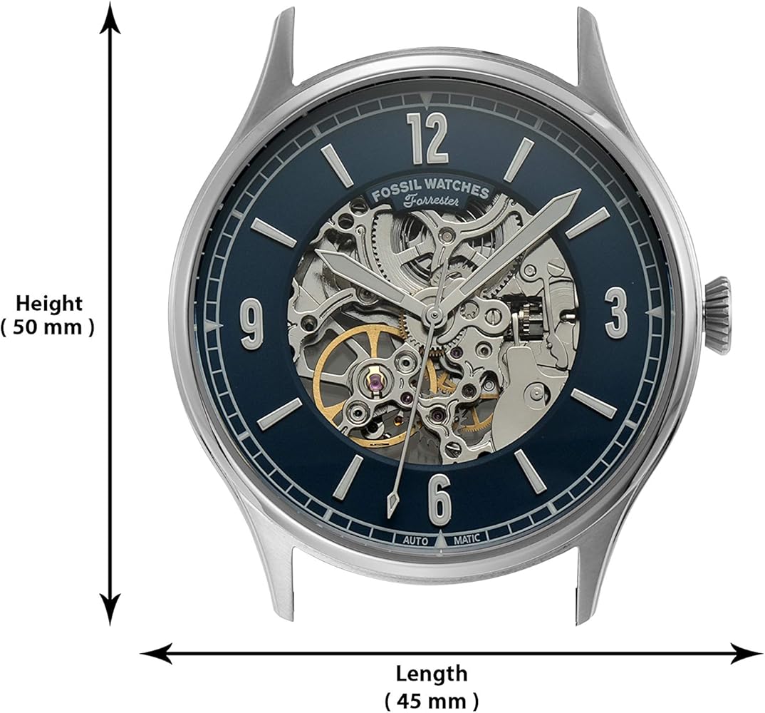  Shop Authentic Fossil Forrester Luggage Automatic Skeleton Blue Dial Brown Leather Strap Watch for Men - ME3179 - Luxxuri