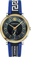  Shop Authentic Versace  V-Circle Black Dial Blue Leather Strap Watch for Men - VEBQ01419 - Luxxuri