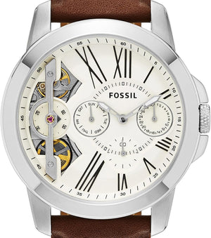  Shop Authentic Fossil Grant Twist Multi-Function White Dial Brown Leather Strap Watch for Men - ME1144 - Luxxuri