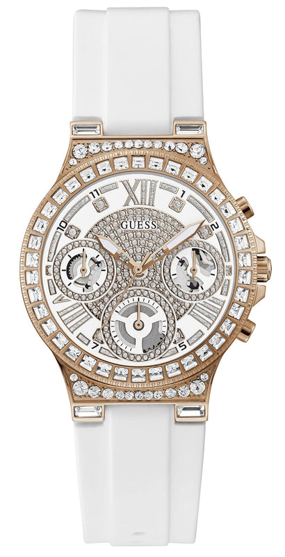  Shop Authentic Guess Moonlight Diamonds White Dial White Rubber Strap Watch for Women - GW0257L2 - Luxxuri