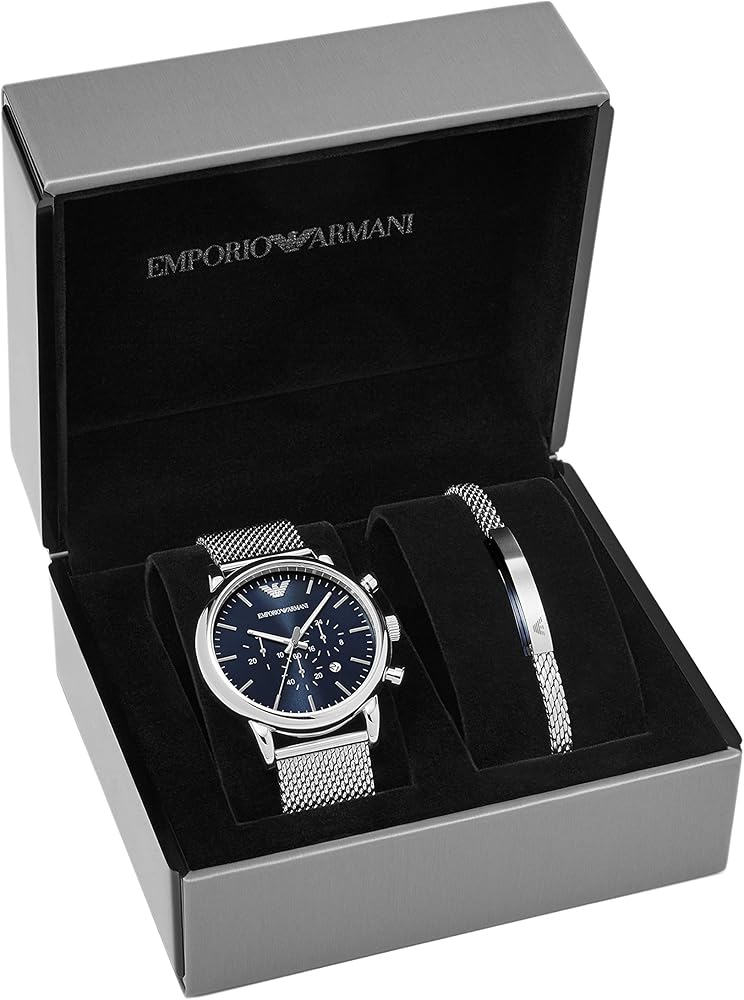  Shop Authentic Emporio Armani Luigi Chronograph Blue Dial Silver Mesh Bracelet Watch For Men - AR80038 - Luxxuri