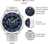  Shop Authentic Tommy Hilfiger Luca Chronograph Blue Dial Silver Steel Strap Watch For Men - 1710492 - Luxxuri