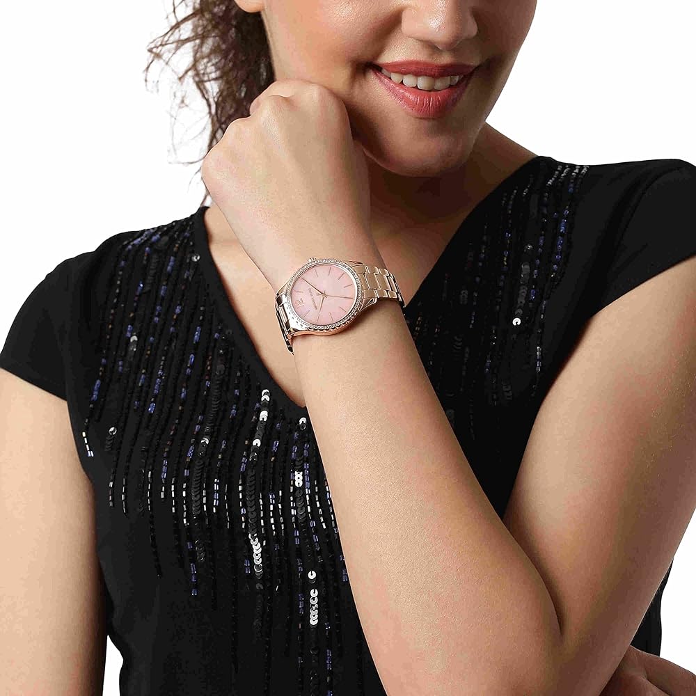  Shop Authentic Michael Kors Layton Three Hand Pink Dial Rose Gold Steel Strap Watch For Women - MK6848 - Luxxuri