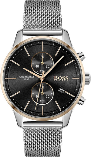  Shop Authentic Hugo Boss Associate Black Dial Silver Mesh Bracelet Watch for Men - 1513805 - Luxxuri