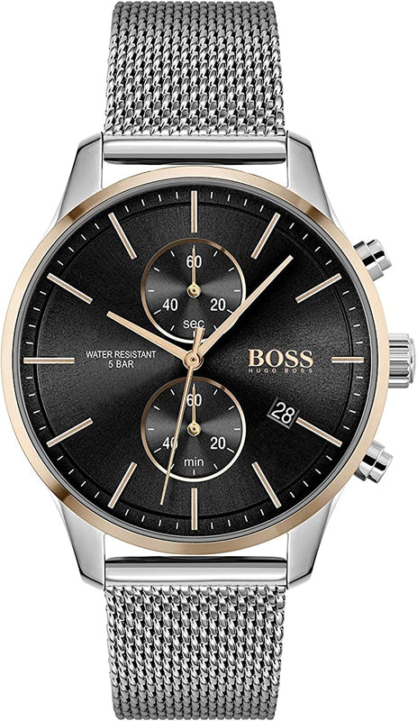  Shop Authentic Hugo Boss Associate Black Dial Silver Mesh Bracelet Watch for Men - 1513805 - Luxxuri