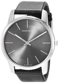  Shop Authentic Calvin Klein City Grey Dial Black Leather Strap Watch For Men - K2G21107 - Luxxuri