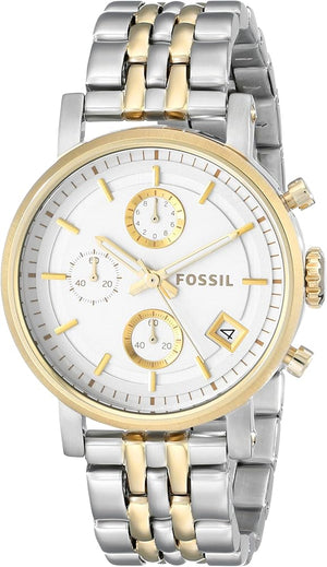  Shop Authentic Fossil Original Boyfriend Analog White Dial Two Tone Steel Strap Watch for Women - ES3746 - Luxxuri