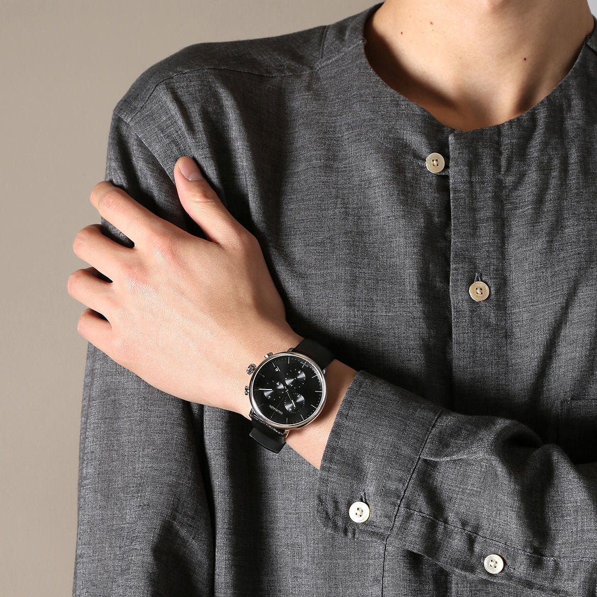 Shop Authentic Calvin Klein High Noon Chronograph Black Dial Black Leather Strap Watch for Men - K8M271C1 - Luxxuri