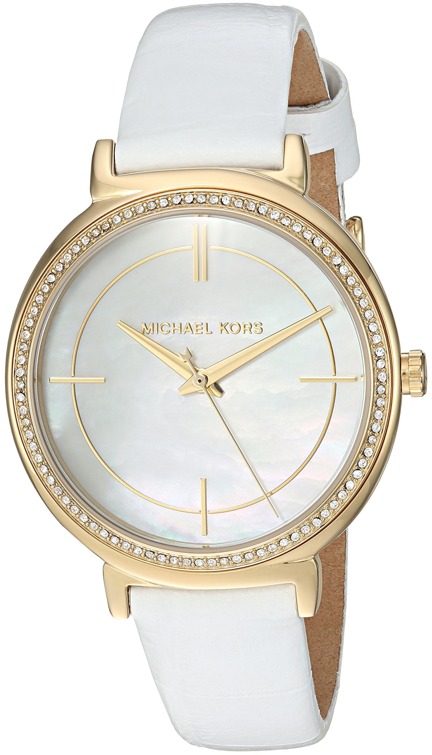  Shop Authentic Michael Kors Cinthia Mother of Pearl Dial White Leather Strap Watch for Women - MK2662 - Luxxuri