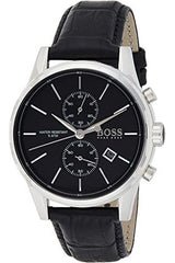  Shop Authentic Hugo Boss Jet Black Dial Black Leather Strap Watch for Men - 1513279 - Luxxuri