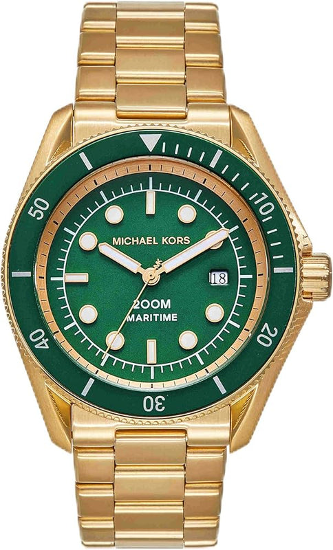  Shop Authentic Michael Kors Maritime Analog Green Dial Gold Steel Strap Watch for Men - MK9162 - Luxxuri