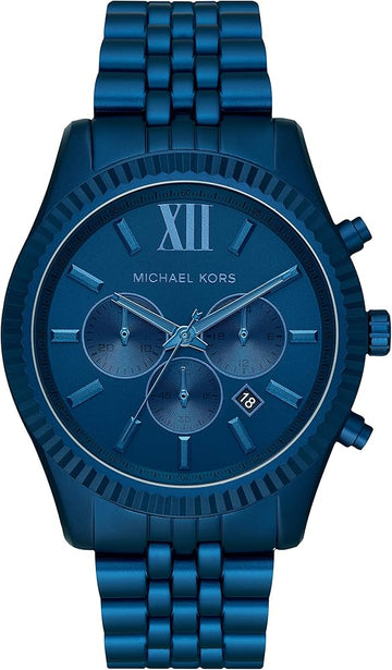  Shop Authentic Michael Kors Lexington Chronograph Blue Dial Blue Steel Strap Watch For Men - MK8791 - Luxxuri