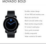  Shop Authentic Movado Bold TR90 Black Dial Black Leather Strap Watch For Men - 3600307 - Luxxuri