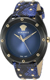  Shop Authentic Versace Shadov Quartz Black Dial Blue Leather Strap Watch for Men - VEBM00418 - Luxxuri