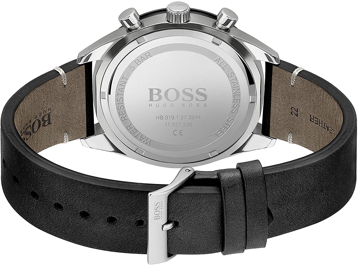  Shop Authentic Hugo Boss Chronograph Black Dial Black Leather Strap Watch for Men - 1513864 - Luxxuri