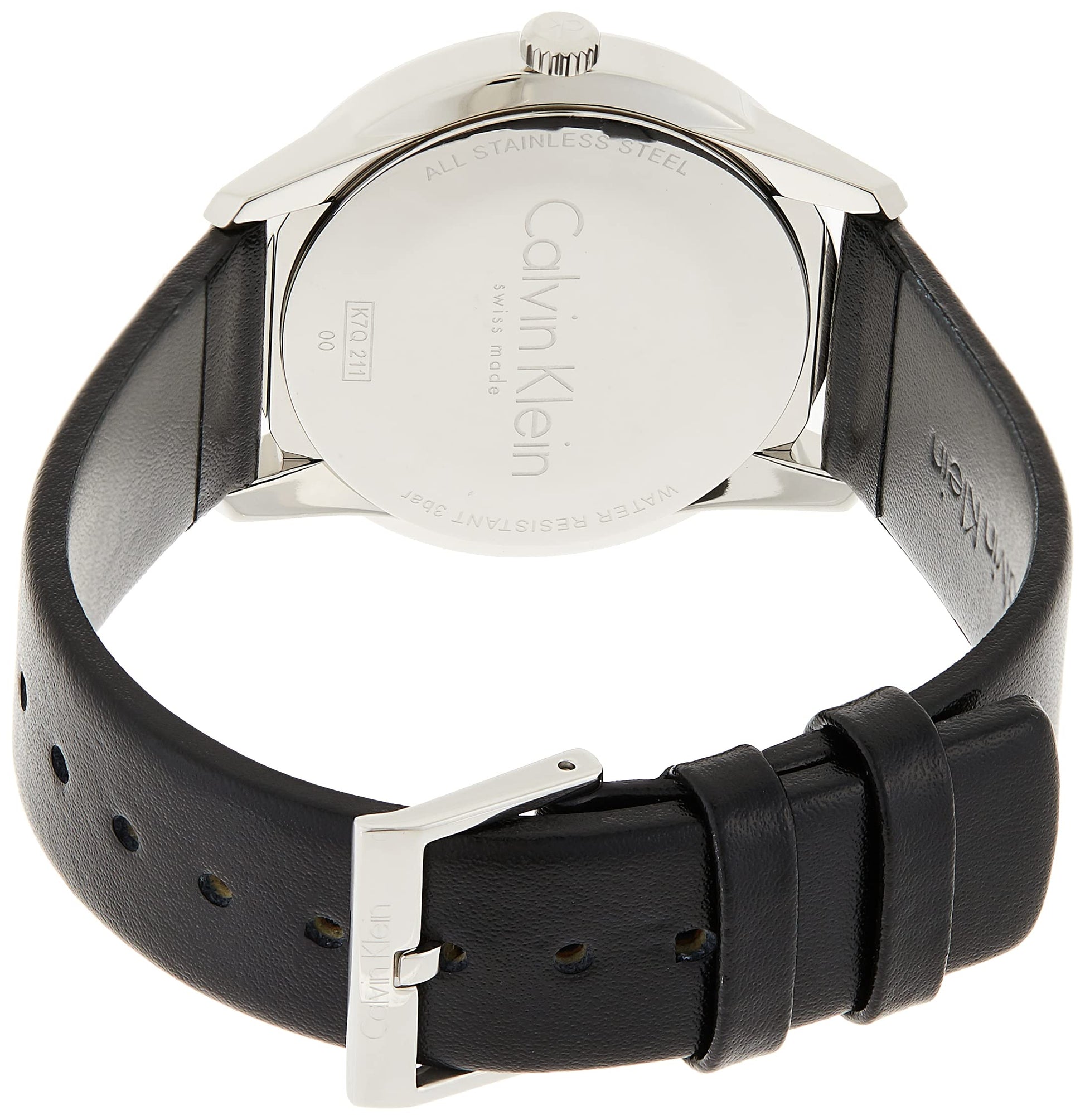  Shop Authentic Calvin Klein Steady Black Dial Black Leather Strap Watch for Women - K7Q211C1 - Luxxuri