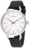  Shop Authentic Calvin Klein Even Silver Black Leather Strap Watch for Women - K7B231C6 - Luxxuri