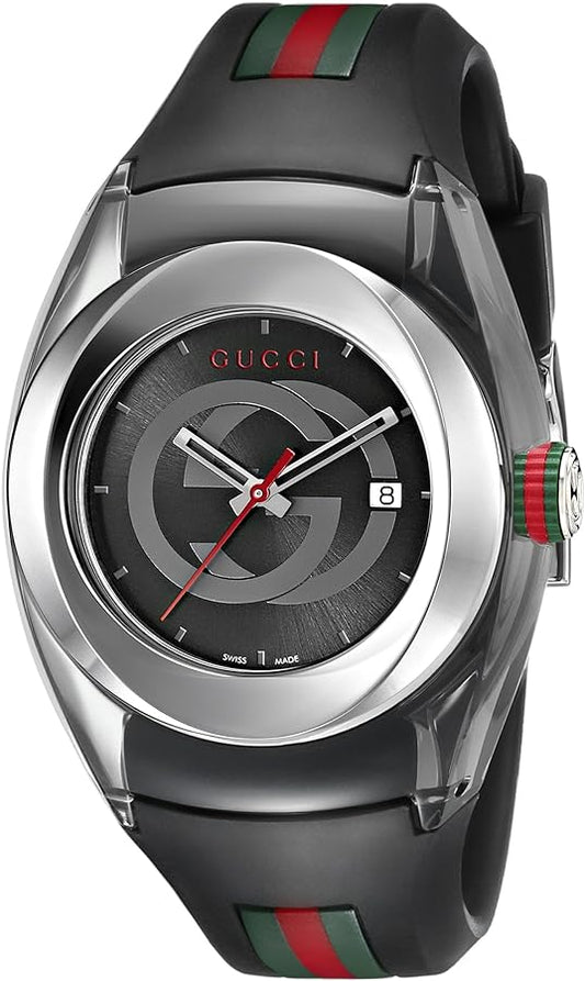  Shop Authentic Gucci Sync Quartz Black Dial Black Rubber Strap Watch For Men - YA137301 - Luxxuri