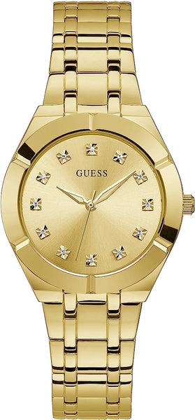  Shop Authentic Guess Crystalline Diamonds Gold Dial Gold Steel Strap Watch for Women - GW0114L2 - Luxxuri