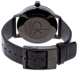  Shop Authentic Calvin Klein Post Minimal Black Dial Black Leather Strap Watch for Men - K7621401 - Luxxuri
