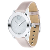  Shop Authentic Movado Bold Glitter Silver Dial Pink Leather Strap Watch For Women - 3600522 - Luxxuri