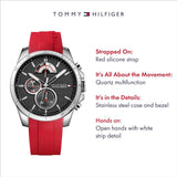  Shop Authentic Tommy Hilfiger Decker Quartz Black Dial Red Rubber Strap Watch for Men - 1791351 - Luxxuri